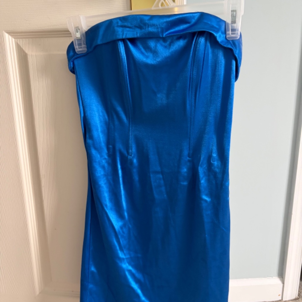 Royal Blue strapless corset bodycon dress